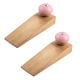 2 Pieces Pink Round Ceramic Wooden Door Stopper